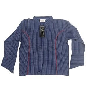 Far Out Fashion Blue Striped Tunic Shirt Boho Hippie Long Sleeve XL New